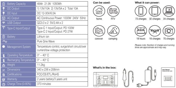 RATO RT1000 – Portable Power Station (1000W / 2000W Peak)